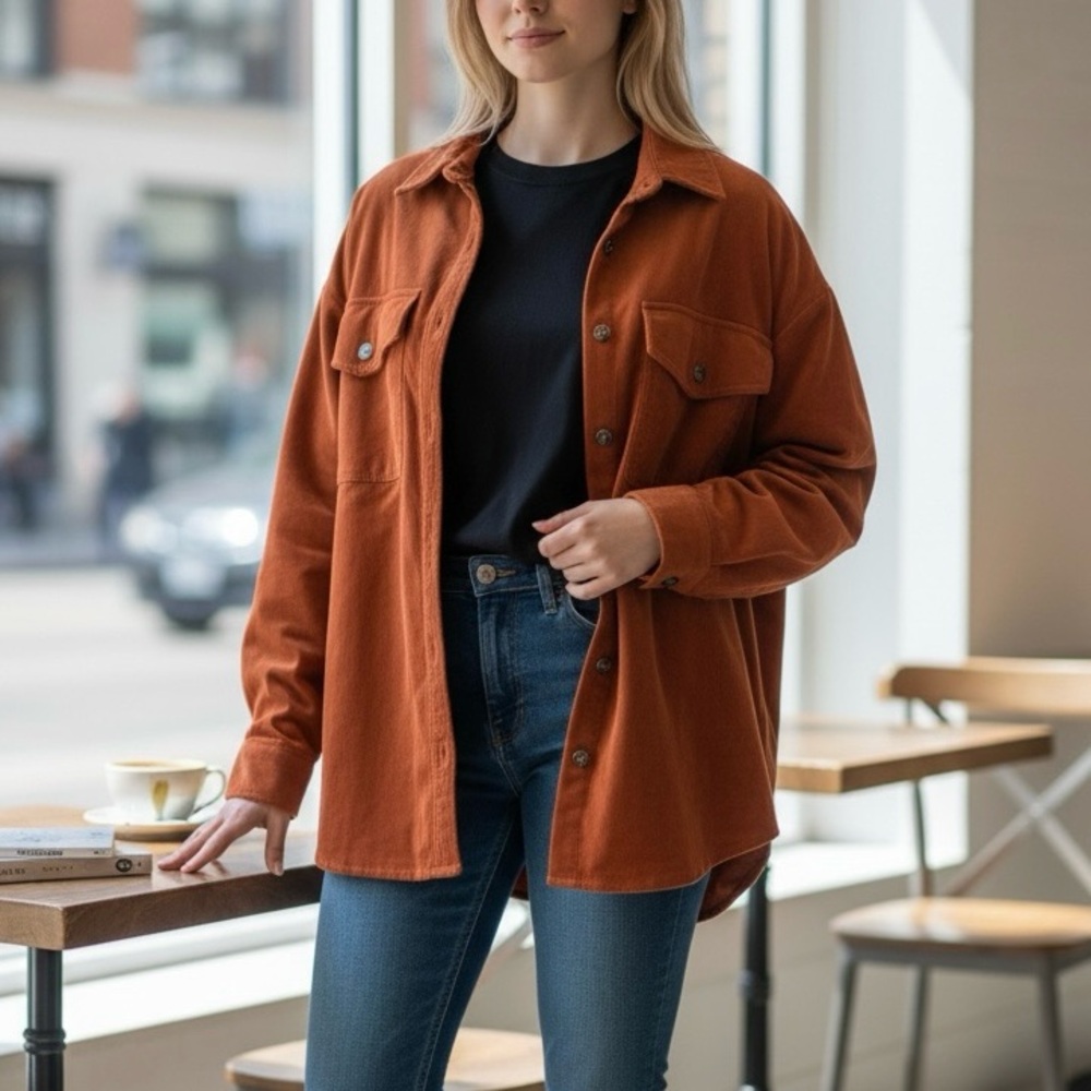 MADEWELL Oversized Shirt-Jacket in Stained Mahogany